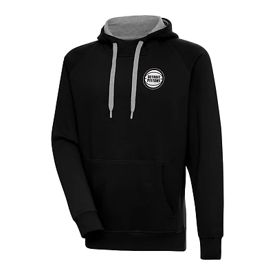 Antigua Detroit Pistons Metallic Logo Victory Pullover Hoodie