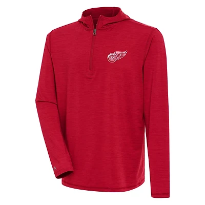 Antigua Heather Detroit Wings Tidy Quarter-Zip Pullover Hoodie