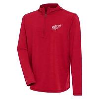 Antigua Heather Detroit Wings Tidy Quarter-Zip Pullover Hoodie