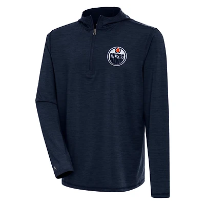 Antigua Heather Edmonton Oilers Tidy Quarter-Zip Pullover Hoodie
