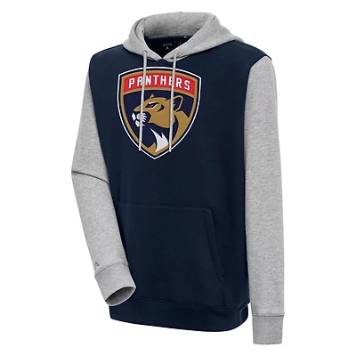 Antigua /Heather Gray Florida Panthers Victory Colorblock Pullover Hoodie