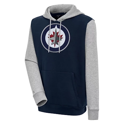 Antigua /Heather Gray Winnipeg Jets Victory Colorblock Pullover Hoodie