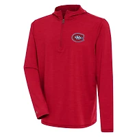 Antigua Heather Montreal Canadiens Tidy Quarter-Zip Pullover Hoodie