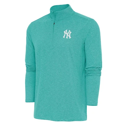 Antigua Heather New York Yankees Hunk Quarter-Zip Top
