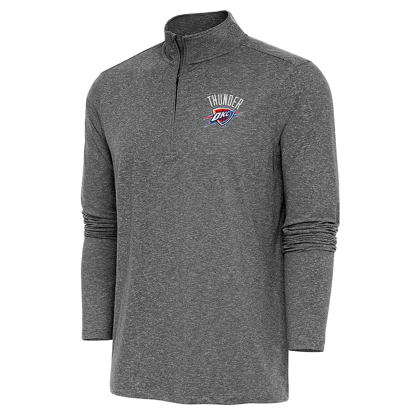 Antigua Heather Oklahoma City Thunder Hunk Quarter-Zip Pullover Top