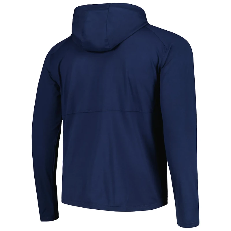 Antigua Heather Seattle Kraken Spikes Raglan Quarter-Zip Hoodie
