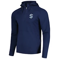 Antigua Heather Seattle Kraken Spikes Raglan Quarter-Zip Hoodie
