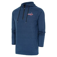 Antigua Heather Washington Capitals Spikes Raglan Quarter-Zip Hoodie