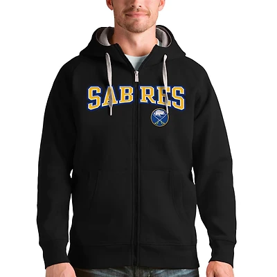 Antigua Heathered Gray Buffalo Sabres Wordmark Victory Full-Zip Hoodie