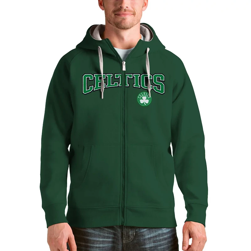 Antigua Hunter Boston Celtics Victory Full-Zip Hoodie