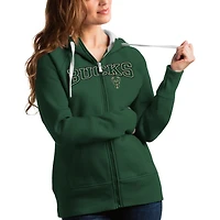 Antigua Hunter Milwaukee Bucks Team Victory Full-Zip Hoodie