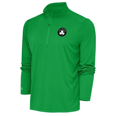 Antigua Kelly Boston Celtics Metallic Logo Tribute Quarter-Zip Top