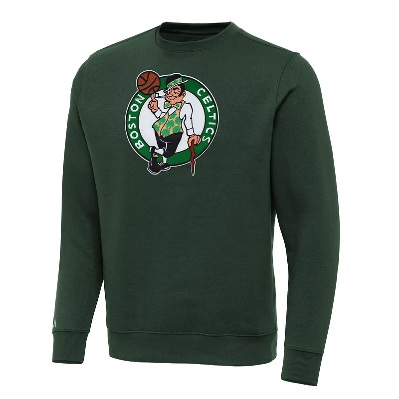 Antigua Hunter Boston Celtics Victory Crewneck Pullover Sweatshirt