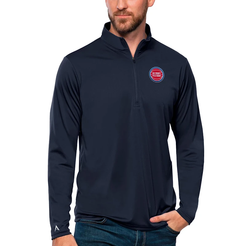 Antigua Detroit Pistons Tribute Quarter-Zip Pullover Top