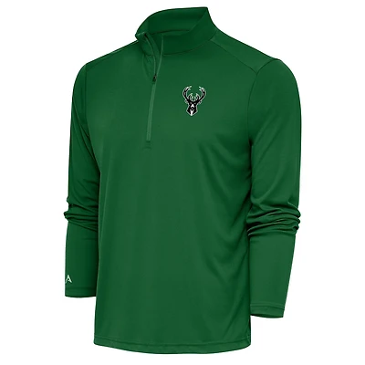 Antigua Men’s Milwaukee Bucks Metallic Logo Tribute 1/4-Zip Top