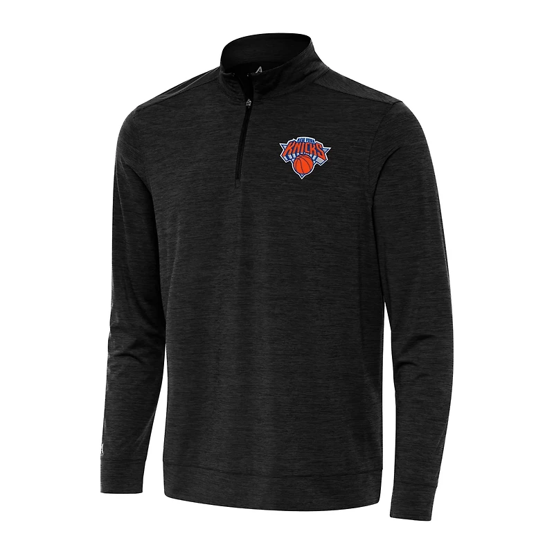 Antigua Heather New York Knicks Bright Quarter-Zip Top