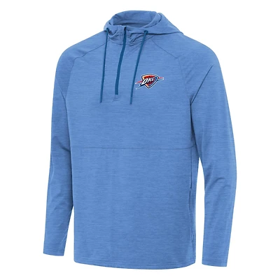 Antigua Heather Powder Oklahoma City Thunder Spikes Raglan Quarter-Zip Hoodie