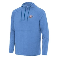 Antigua Heather Powder Oklahoma City Thunder Spikes Raglan Quarter-Zip Hoodie