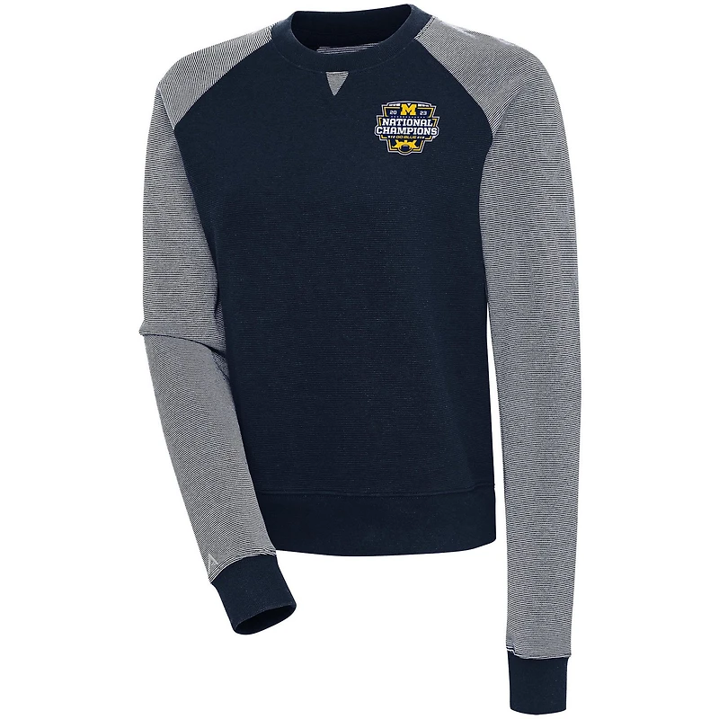 Antigua Michigan Wolverines College Football Playoff 2023 National Champions Flier Bunker Tri-Blend Pullover Sweatshirt