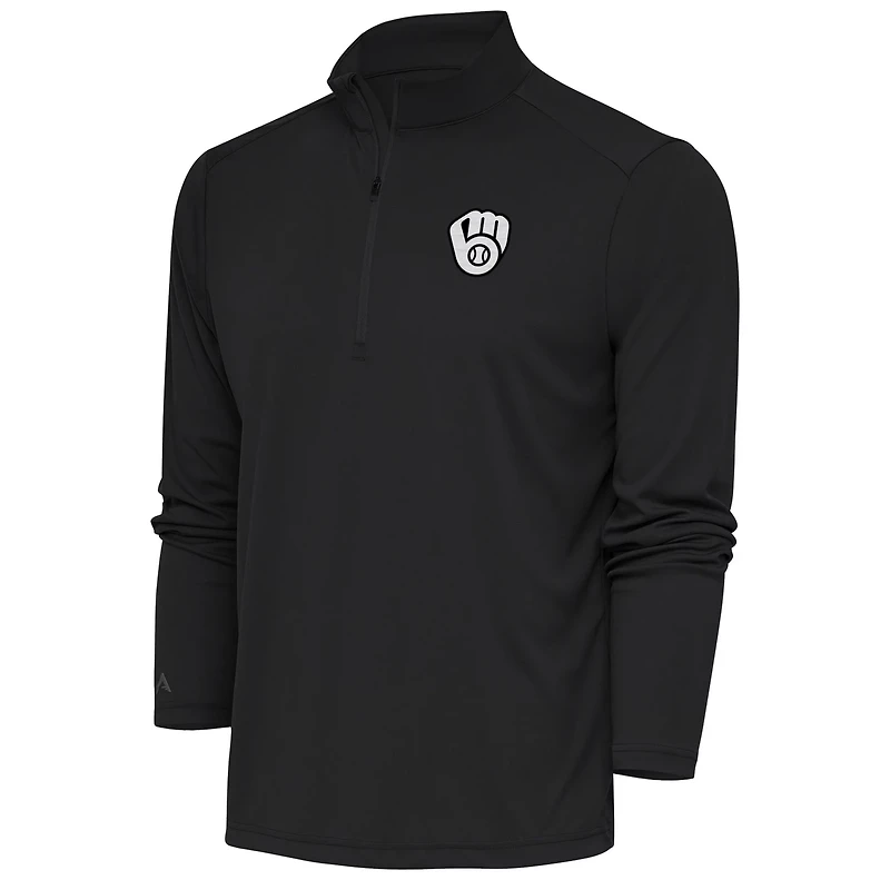 Antigua Milwaukee Brewers Metallic Tribute Quarter-Zip Top