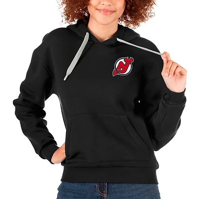 Antigua New Jersey Devils Primary Logo Victory Pullover Hoodie