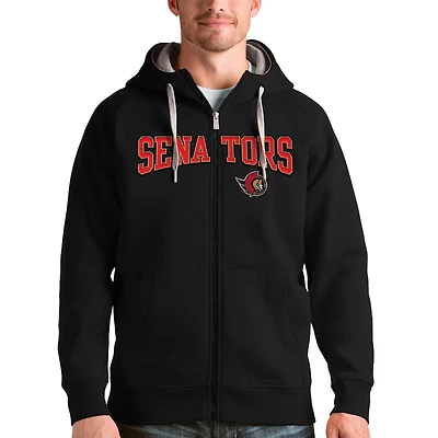 Antigua Ottawa Senators Wordmark Victory Full-Zip Hoodie
