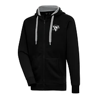 Antigua Pittsburgh Penguins Metallic Logo Victory Full-Zip Hoodie