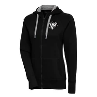 Antigua Pittsburgh Penguins Metallic Logo Victory Full-Zip Hoodie