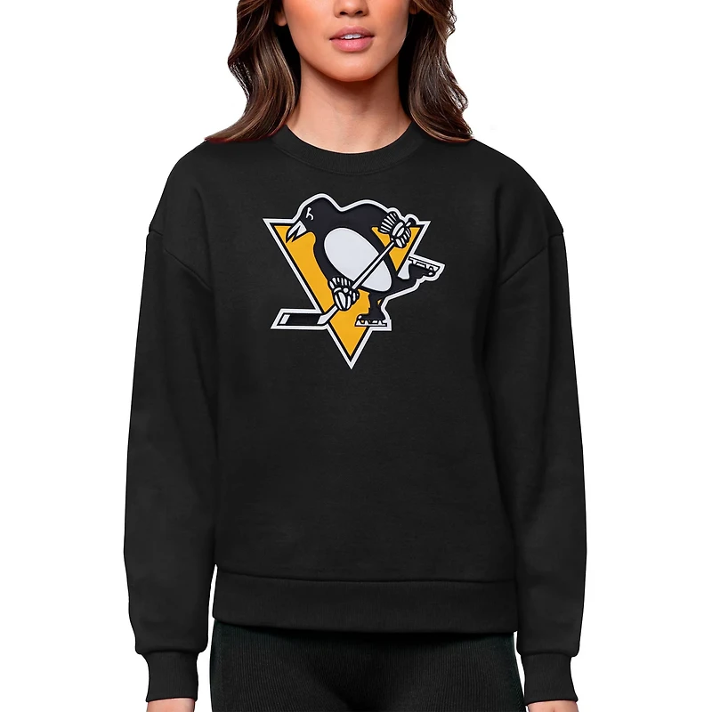 Antigua Pittsburgh Penguins Primary Logo Team Victory Crewneck Pullover Sweatshirt