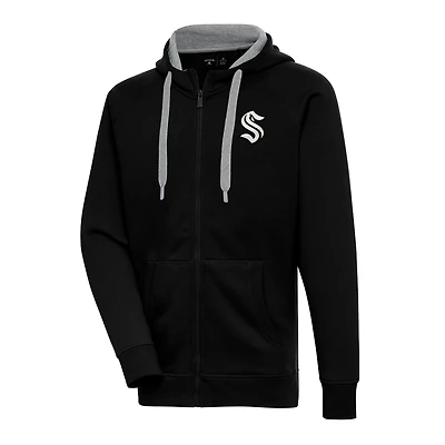 Antigua Seattle Kraken Metallic Logo Victory Full-Zip Hoodie
