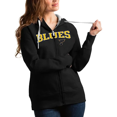 Antigua St Louis Blues Wordmark Victory Full-Zip Hoodie