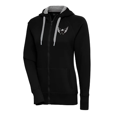 Antigua Washington Capitals Metallic Logo Victory Full-Zip Hoodie