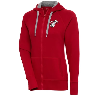 Antigua Miami Heat Brushed Metallic Victory Full-Zip Hoodie