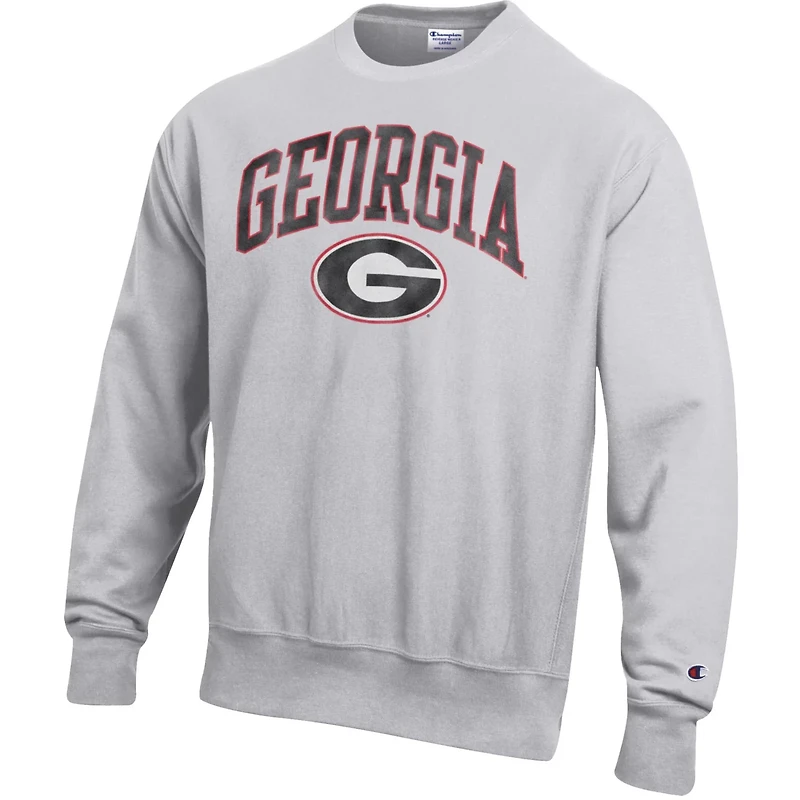 Champion Georgia Bulldogs Distressed Arch Over Logo Reverse Weave Crew Neck Sweatshirt
