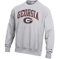 Champion Georgia Bulldogs Distressed Arch Over Logo Reverse Weave Crew Neck Sweatshirt