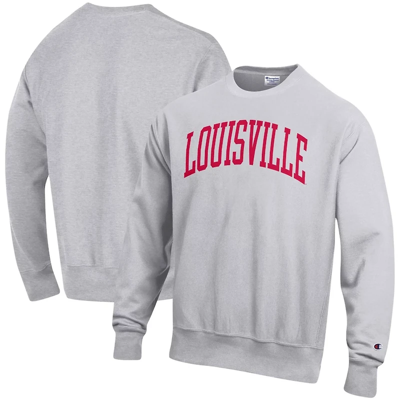 Champion Heathered Gray Louisville Cardinals Arch Reverse Weave Pullover Sweatshirt