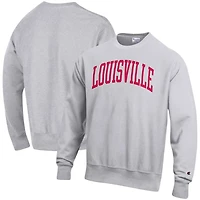 Champion Heathered Gray Louisville Cardinals Arch Reverse Weave Pullover Sweatshirt