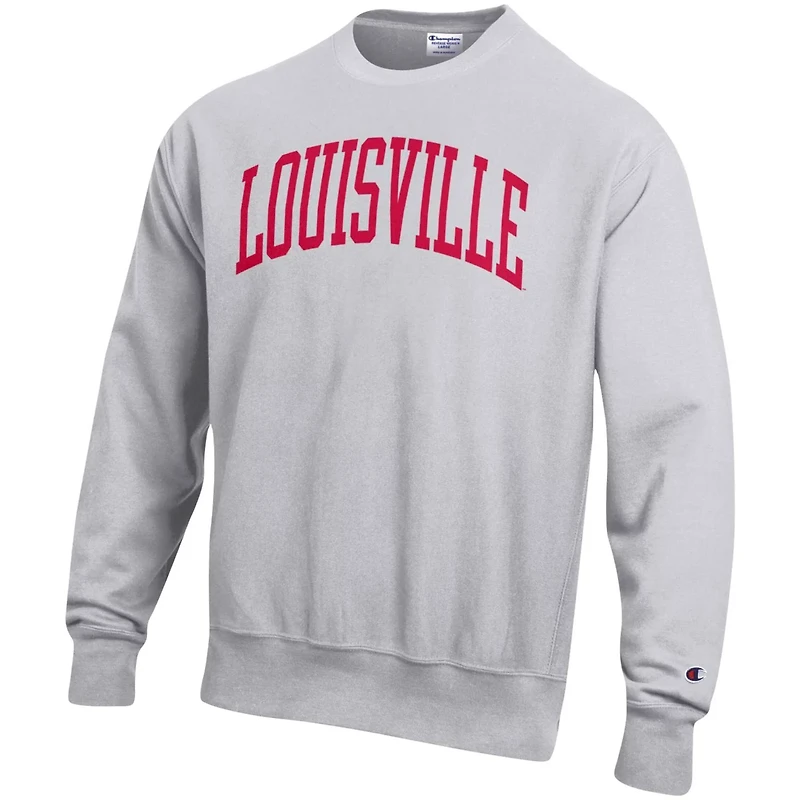 Champion Heathered Gray Louisville Cardinals Arch Reverse Weave Pullover Sweatshirt