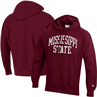 Champion Heathered Gray Mississippi State Bulldogs Team Arch Reverse Weave Pullover Hoodie