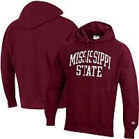 Champion Heathered Gray Mississippi State Bulldogs Team Arch Reverse Weave Pullover Hoodie
