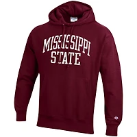 Champion Heathered Gray Mississippi State Bulldogs Team Arch Reverse Weave Pullover Hoodie