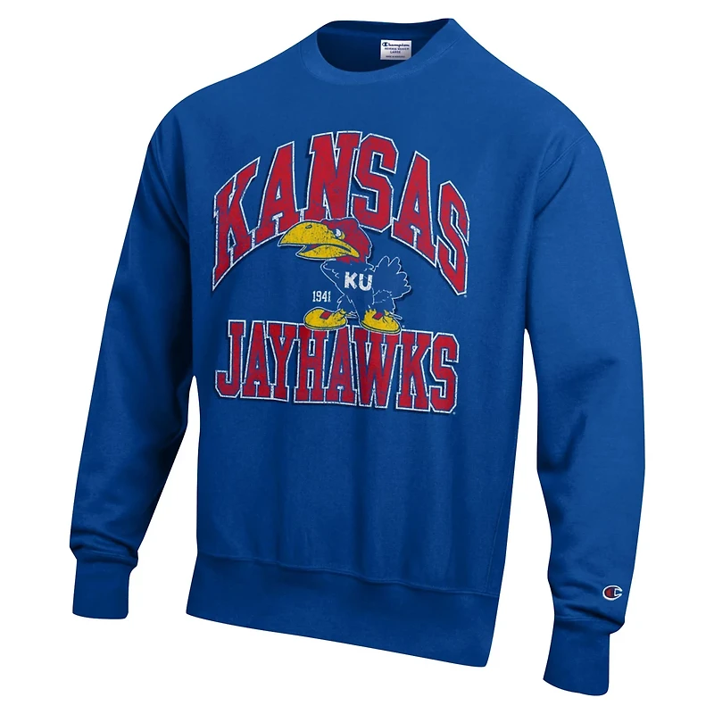Champion Kansas Jayhawks Vault Late Night Reverse Weave Pullover Sweatshirt