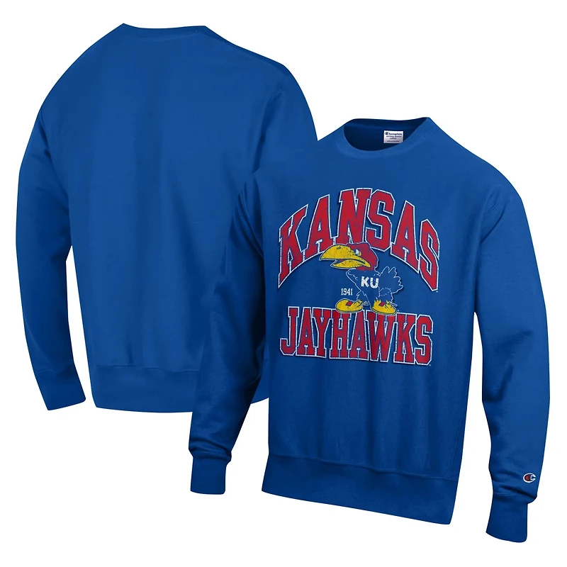 Champion Kansas Jayhawks Vault Late Night Reverse Weave Pullover Sweatshirt
