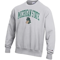 Champion Michigan State Spartans Distressed Arch Over Logo Reverse Weave Crew Neck Sweatshirt