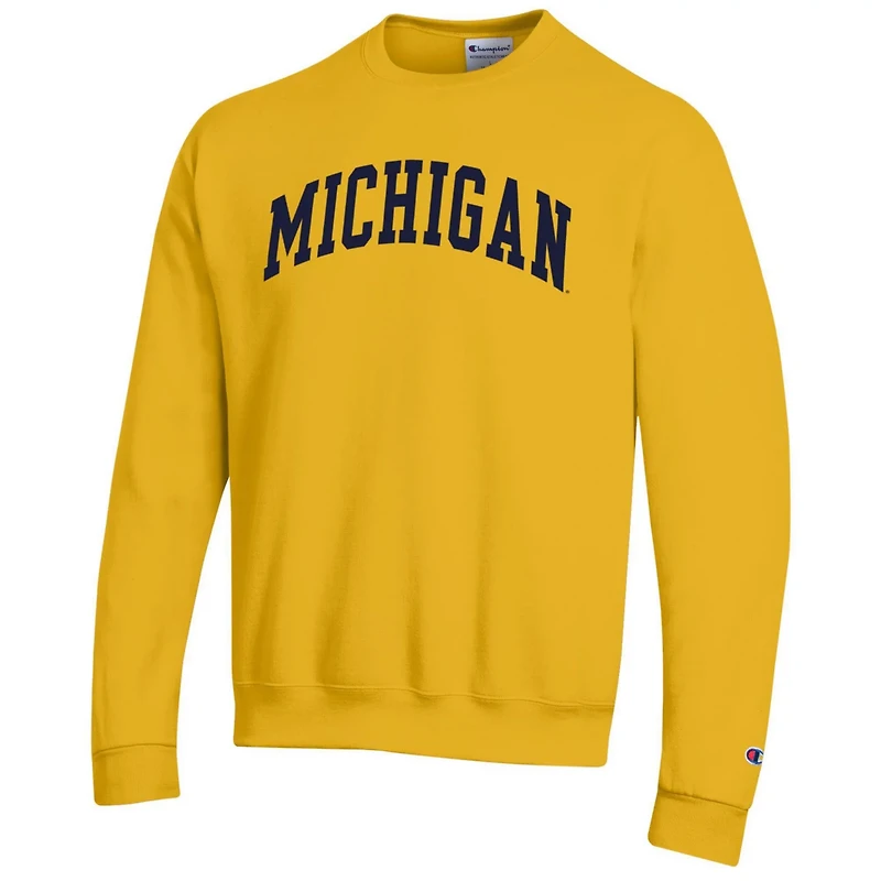 Champion Michigan Wolverines Basic Arch Fleece Pullover Sweatshirt