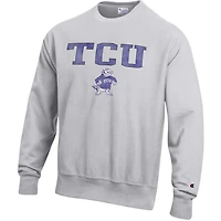 Champion TCU Horned Frogs Distressed Arch Over Logo Reverse Weave Crew Neck Sweatshirt