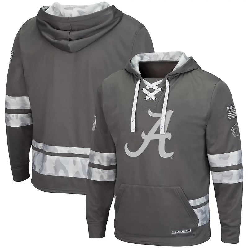 Colosseum Alabama Crimson Tide OHT Military Appreciation Lace-Up Pullover Hoodie