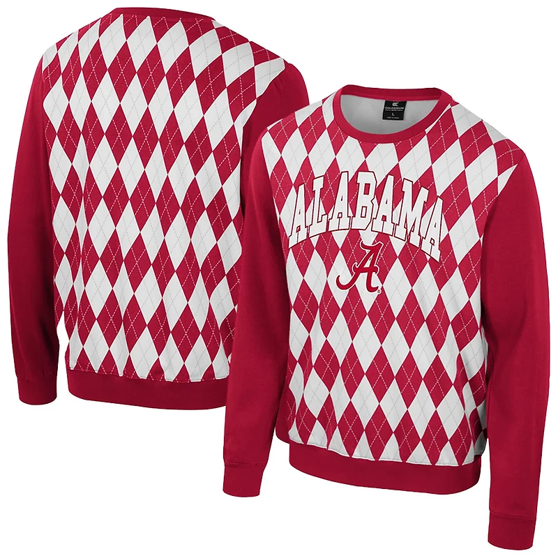 Colosseum Alabama Tide The Dealio Argyle Pullover Sweatshirt