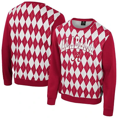 Colosseum Alabama Tide The Dealio Argyle Pullover Sweatshirt