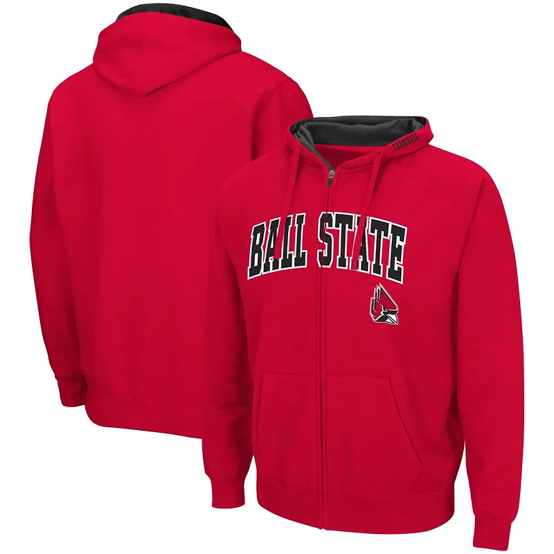 Colosseum Ball State Cardinals Arch Logo 30 Full-Zip Hoodie